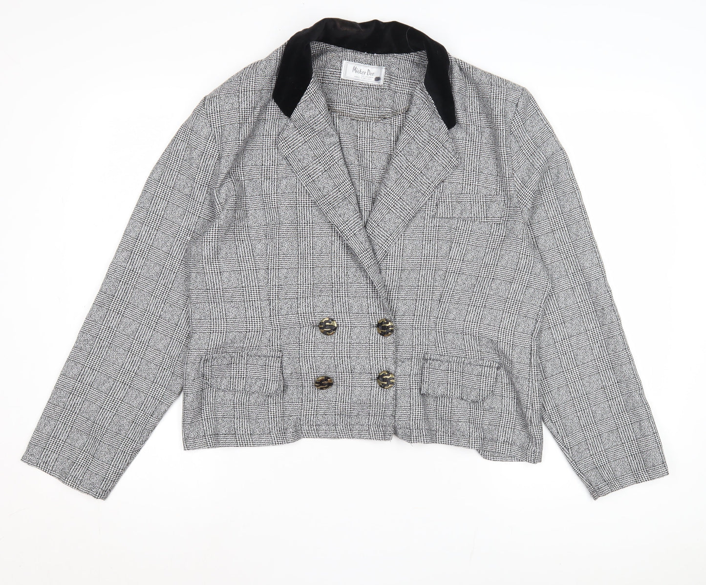 Mister Dee Women's Grey Check Blazer, Wool Tweed