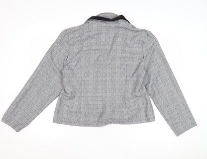 Mister Dee Women's Grey Check Blazer, Wool Tweed