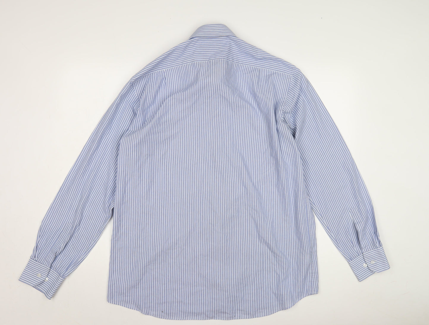 Marks and Spencer Men's Blue Striped Shirt, Size 16.5