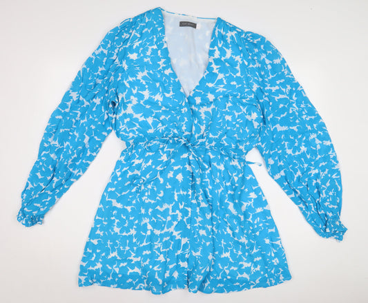 Mint Velvet Women's Blue Floral Wrap Dress L