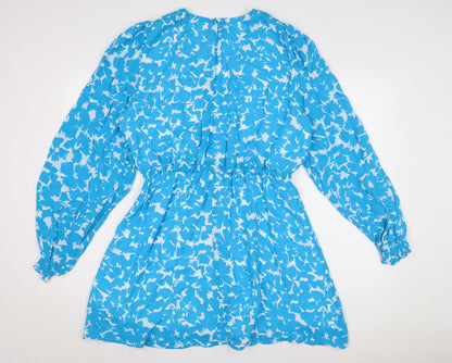 Mint Velvet Women's Blue Floral Wrap Dress L