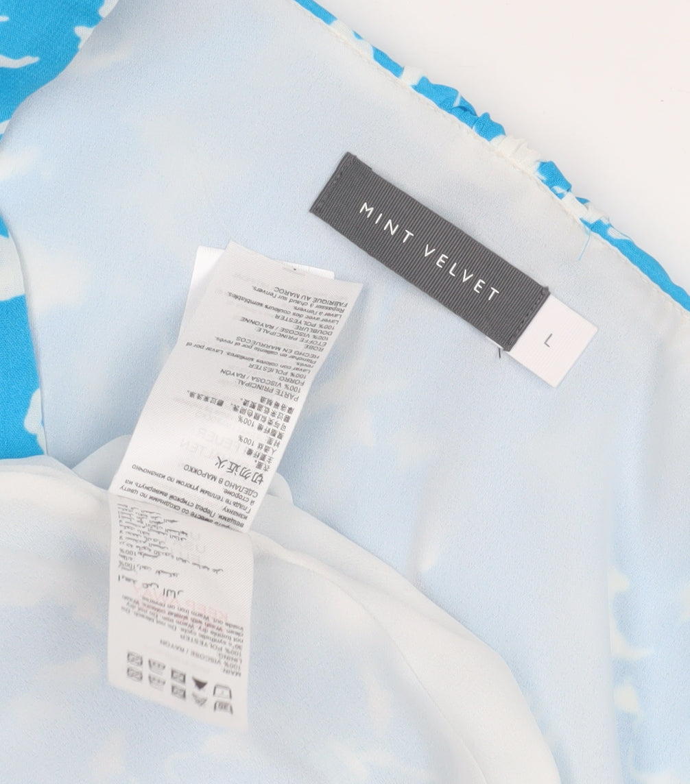 Mint Velvet Women's Blue Floral Wrap Dress L