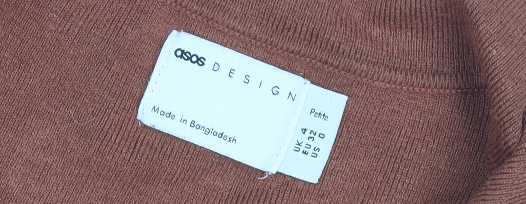 ASOS Design Women Brown Petite Long Sleeve Shirt Dress