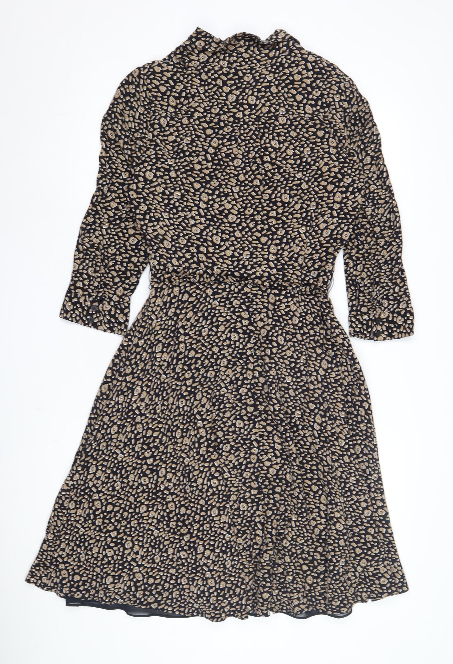 Hobbs Women's Black Beige Shirt Dress Size 8 - Belted Casual