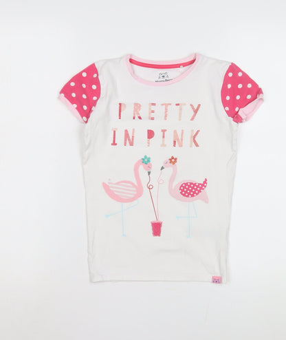 Harry Bear Girls White Pink Graphic T-Shirt 10-11 Years