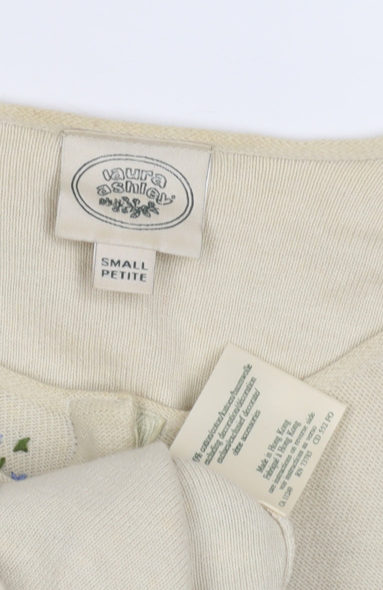 Laura Ashley Women's Ivory Petite Cardigan S