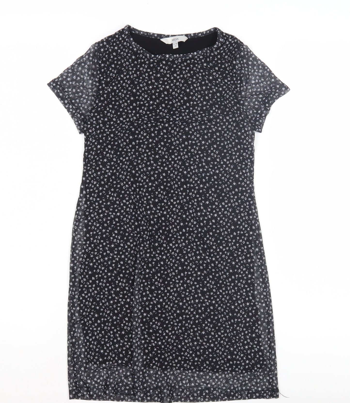 Miss E-Vie Girls Black Floral Shift Dress 9-10 Yrs