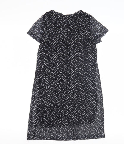 Miss E-Vie Girls Black Floral Shift Dress 9-10 Yrs