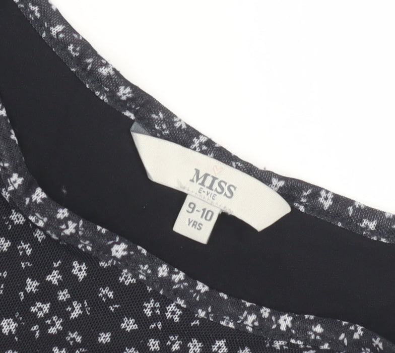 Miss E-Vie Girls Black Floral Shift Dress 9-10 Yrs