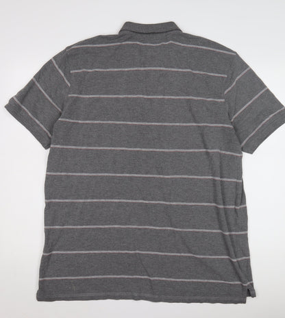 Lyle and Scott Men's Grey Striped Polo, Size 2XL, Casual