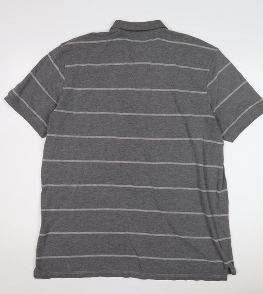 Lyle and Scott Men's Grey Striped Polo, Size 2XL, Casual