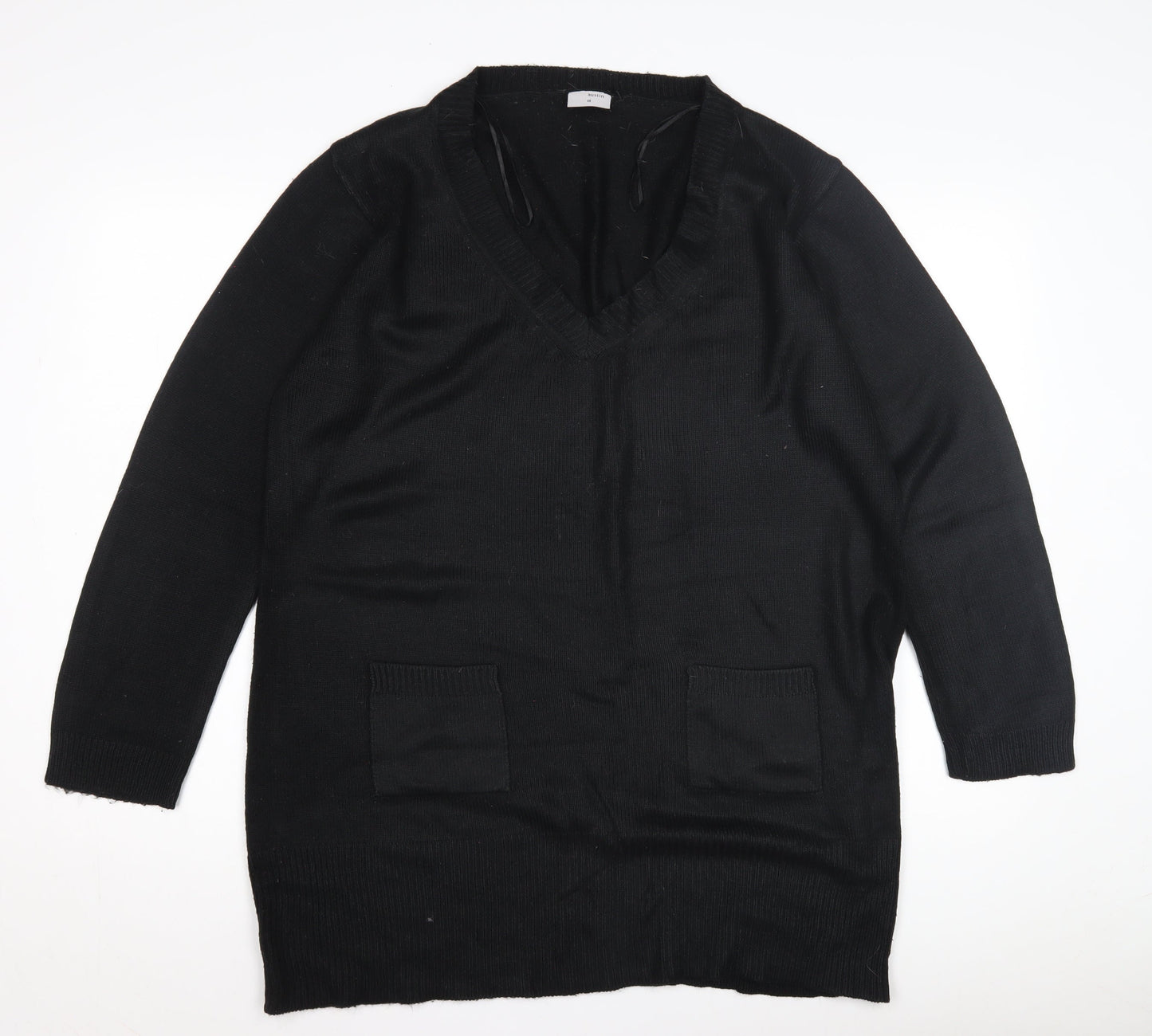 Ethel Austin Women's Black V-Neck Jumper Size 18