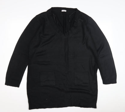 Ethel Austin Women's Black V-Neck Jumper Size 18