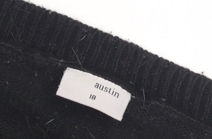 Ethel Austin Women's Black V-Neck Jumper Size 18