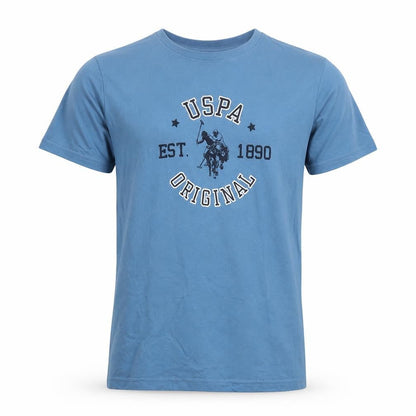 Front view of U.S. Polo Assn. boys’ blue sports t-shirt, size 14-15