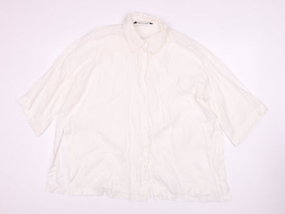 Zara Women's White Modal Blend Collared Blouse Size 4