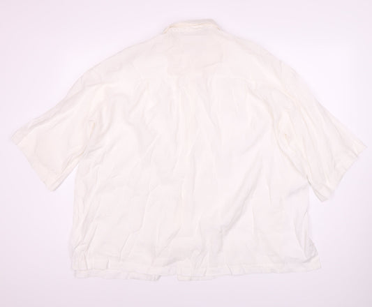 Zara Women's White Modal Blend Collared Blouse Size 4