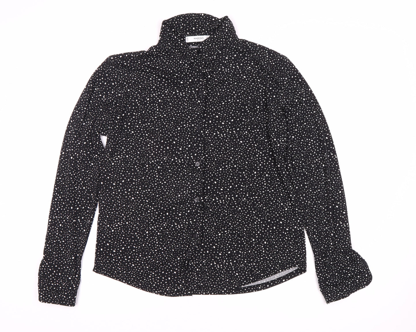 Womens UK Size 12 Mango Black Basic Button-Up