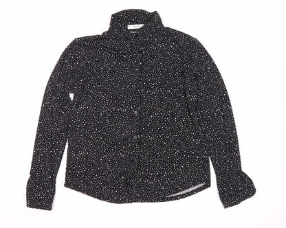 Womens UK Size 12 Mango Black Basic Button-Up