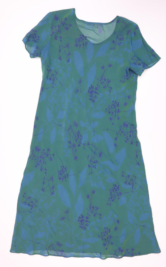 Marks and Spencer Women's Green Floral Dress, Size 12