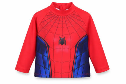 Front view of F&F Spider-Man Rash Guard - unisex baby, red/blue, 24m