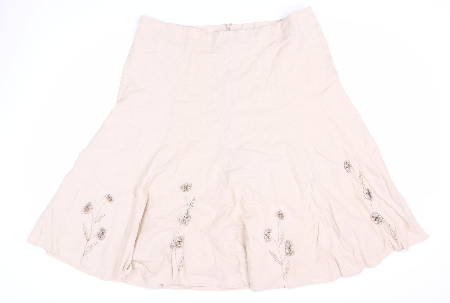 Damart Beige Embroidered Women's Long Skirt Size 20