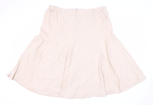 Damart Beige Embroidered Women's Long Skirt Size 20