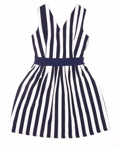 Yumi Women's Blue Striped Fit & Flare Dress Size 8