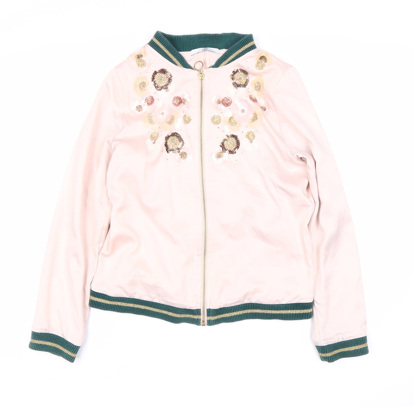 Marks and Spencer Girls Pink Bomber Jacket, Embroidered, Size 12-13Y