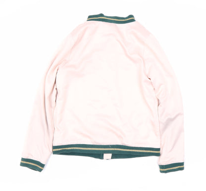 Marks and Spencer Girls Pink Bomber Jacket, Embroidered, Size 12-13Y
