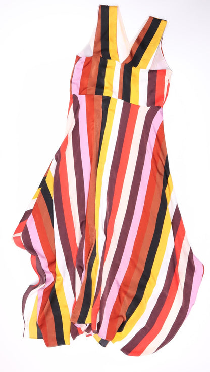depeche Women's Multicoloured Sleeveless Asymmetric Dress