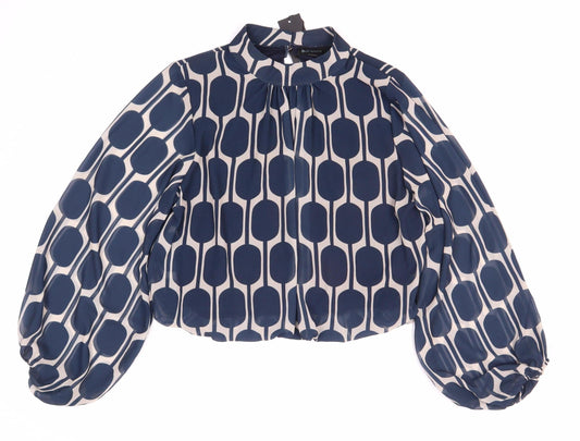 Blue Vanilla Women's Geometric Blouse, S/M, Collared, New