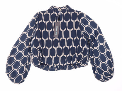 Blue Vanilla Women's Geometric Blouse, S/M, Collared, New