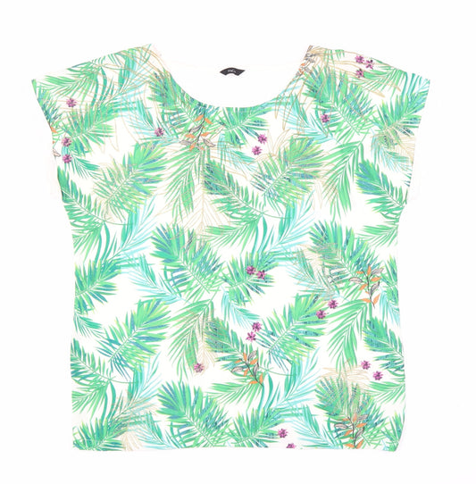 M&Co Women's Ivory Floral Cap Sleeve T-Shirt Size 12