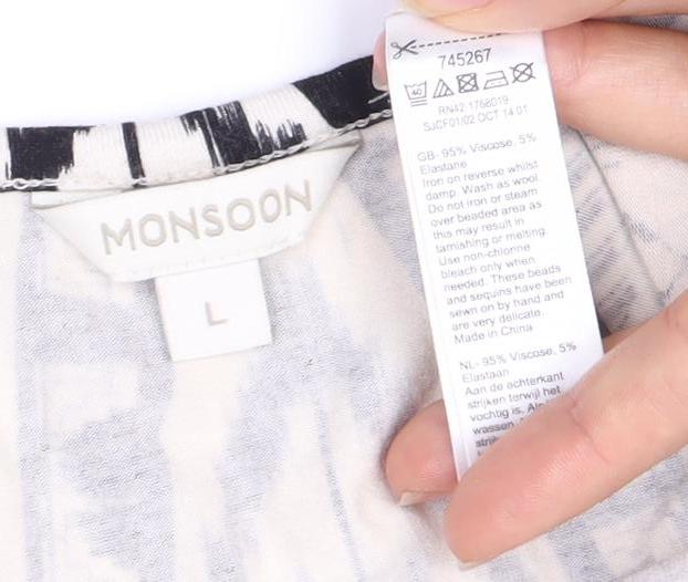 Monsoon Women's Black & White Slip Dress L