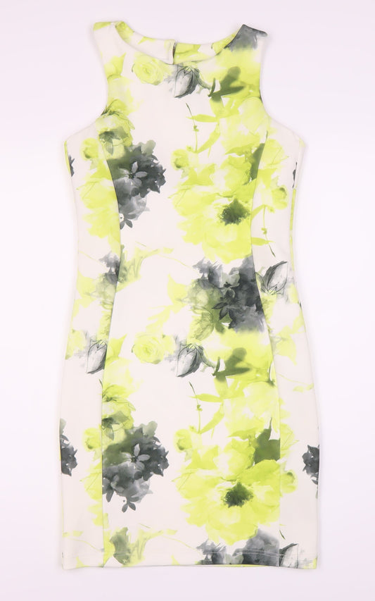 Quiz Women's Multicoloured Floral Bodycon Dress Size 10