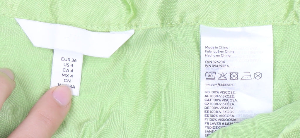 H&M Women's Green Viscose Skirt Size 8