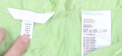 H&M Women's Green Viscose Skirt Size 8