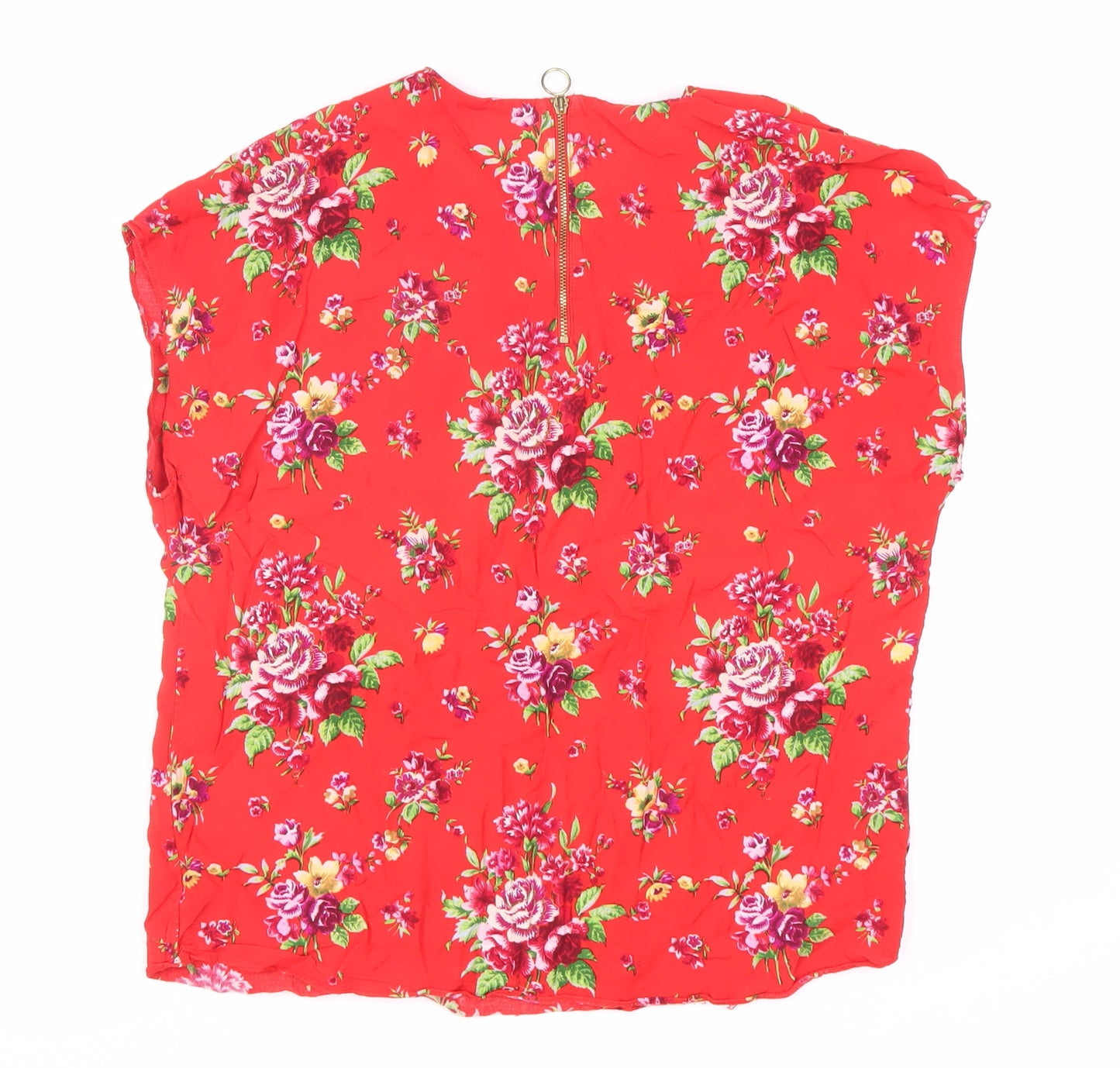 8PM Atelier Women's Red Floral Tunic Blouse Size 8
