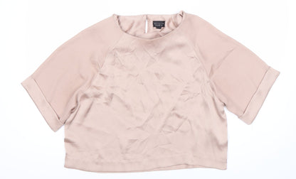 Womens UK Size 10 Topshop Beige Basic Blouse