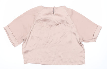 Womens UK Size 10 Topshop Beige Basic Blouse