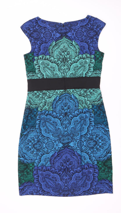 LONDON TIMES Women's Blue Green Paisley Sheath Dress Size 6