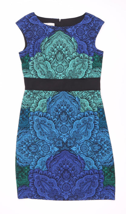 LONDON TIMES Women's Blue Green Paisley Sheath Dress Size 6