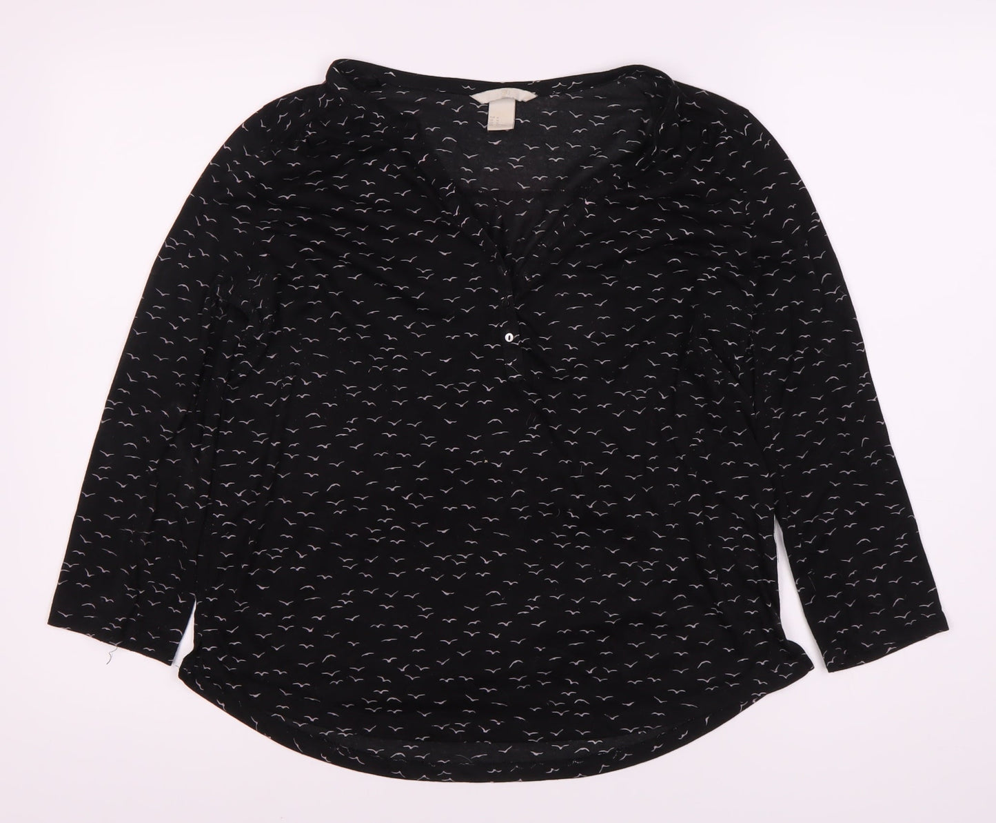 Womens UK Size 12 H&M Black Basic Blouse