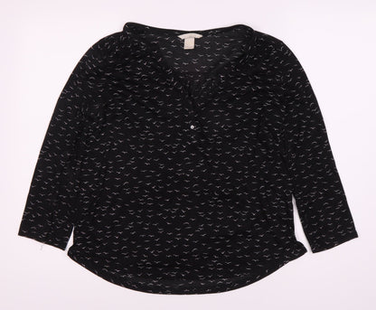 Womens UK Size 12 H&M Black Basic Blouse