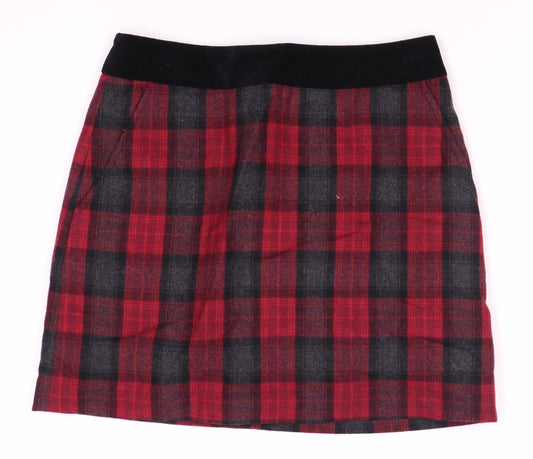 Jack Wills Women Red Plaid Pleated Skirt Size 8
