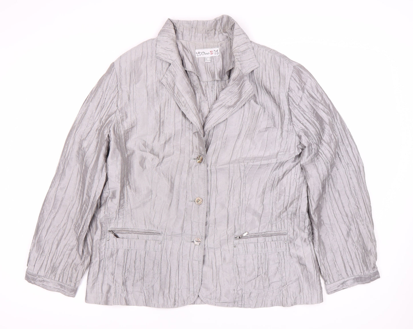 25° Sud B-25 Women's Grey Blazer, Size 18 - Elegant