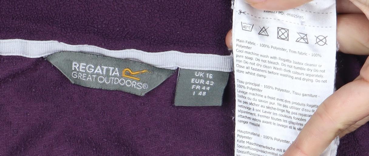 Regatta Women's Purple Pullover, Size 14, 1/4 Zip Fleece