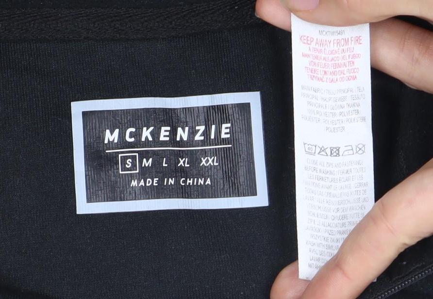 Mens UK Size S McKenzie Black 1/4 Zip Sweatshirt