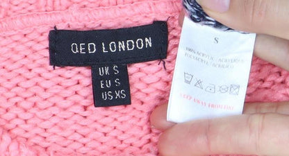 DED London Women's Pink Chunky-Knit Jumper S